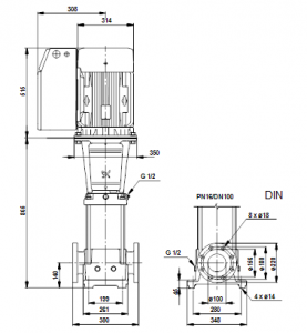 Центробежный вертикальный многоступенчатый насос Grundfos CR NE 90-3-2 AN-F-G-V-HQQV — 96124400_3