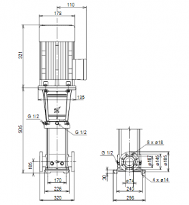 Центробежный вертикальный многоступенчатый насос Grundfos CR N 32-1 A-F-G-V-HQQV — 96122323 96122323_3