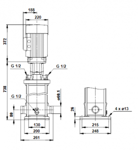 Центробежный вертикальный многоступенчатый насос Grundfos CR TE 8-12 A-P-A-V-AUUV — 96108300_3