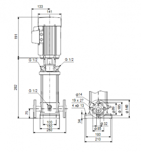 Центробежный вертикальный многоступенчатый насос Grundfos CR N 5-2 A-FGJ-G-V-HQQV — 96529703 96529703_3