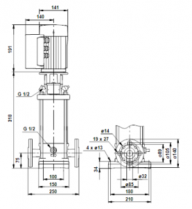 Центробежный вертикальный многоступенчатый насос Grundfos CR NE 3-5 AN-FGJ-G-E-HQQE — 96518412 96518412_3