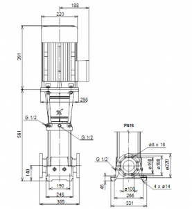 Центробежный вертикальный многоступенчатый насос Grundfos CR NE 64-1 AN-F-G-V-HQQV — 96124034 96124034_3