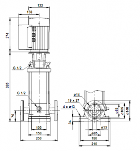 Центробежный вертикальный многоступенчатый насос Grundfos CR NE 5-5 A-FGJ-G-E-HQQE — 98390152 98390152_3
