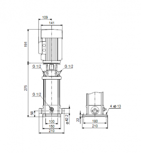 Центробежный вертикальный многоступенчатый насос Grundfos CR N 1-4 A-P-G-V-HQQV — 96559723 96559723_3