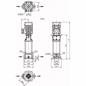 Центробежный многоступенчатый насос Wilo HELIX V 209-1/16/E/KS/400-50 4161711_2