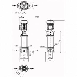 Центробежный многоступенчатый насос Wilo HELIX V 613-1/16/E/S/400-50 4201430_2