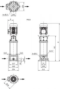 Центробежный многоступенчатый насос Wilo HELIX V 605-1/16/E/S/400-50 4201408_2