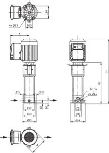 Центробежный многоступенчатый насос Wilo HELIX VE 606-1/16/E/S 4201583_2