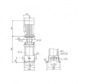 Центробежный вертикальный многоступенчатый насос Grundfos CR 1-2 96529471B 96529471_2