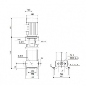 Центробежный вертикальный многоступенчатый насос Grundfos CR 1-7 96516176B 96516176_2