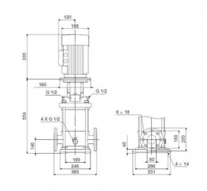 Центробежный вертикальный многоступенчатый насос Grundfos CR 45-1-1 96122796B 96122796_2