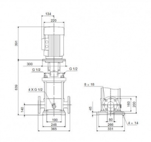 Центробежный вертикальный многоступенчатый насос Grundfos CR 45-2-2 96122798A 96122798_2