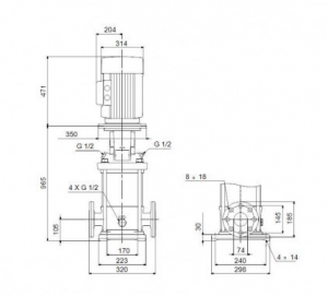 Центробежный вертикальный многоступенчатый насос Grundfos CR 32-6 96122017B 96122017_2