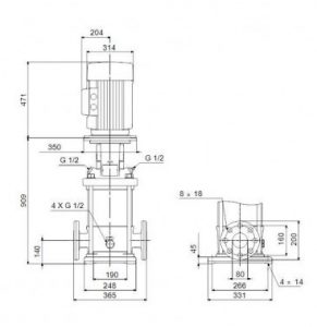 Центробежный вертикальный многоступенчатый насос Grundfos CR 45-4 96122803B 96122803_2